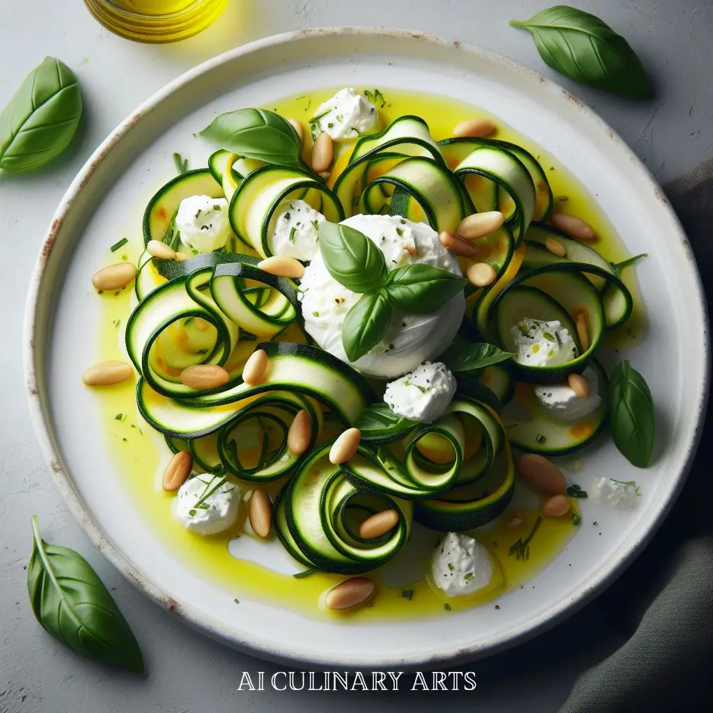 Zucchini Ribbon Salad with Burrata & Basil Oil