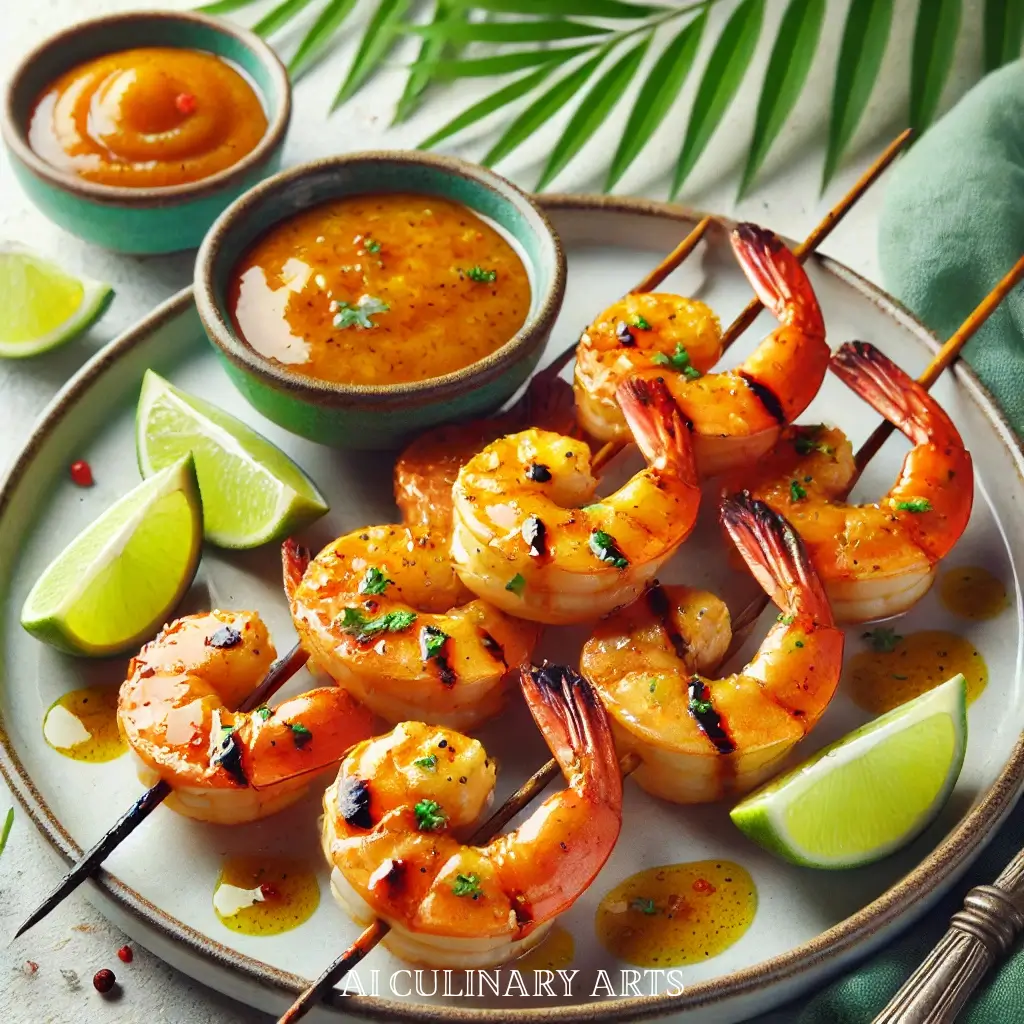 Grilled Shrimp Skewers with Mango-Chili Glaze